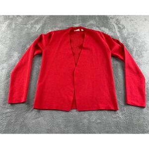 Cyrus Womens Red Open Front Pointelle Detail Knit Cardigan Sweater Size S